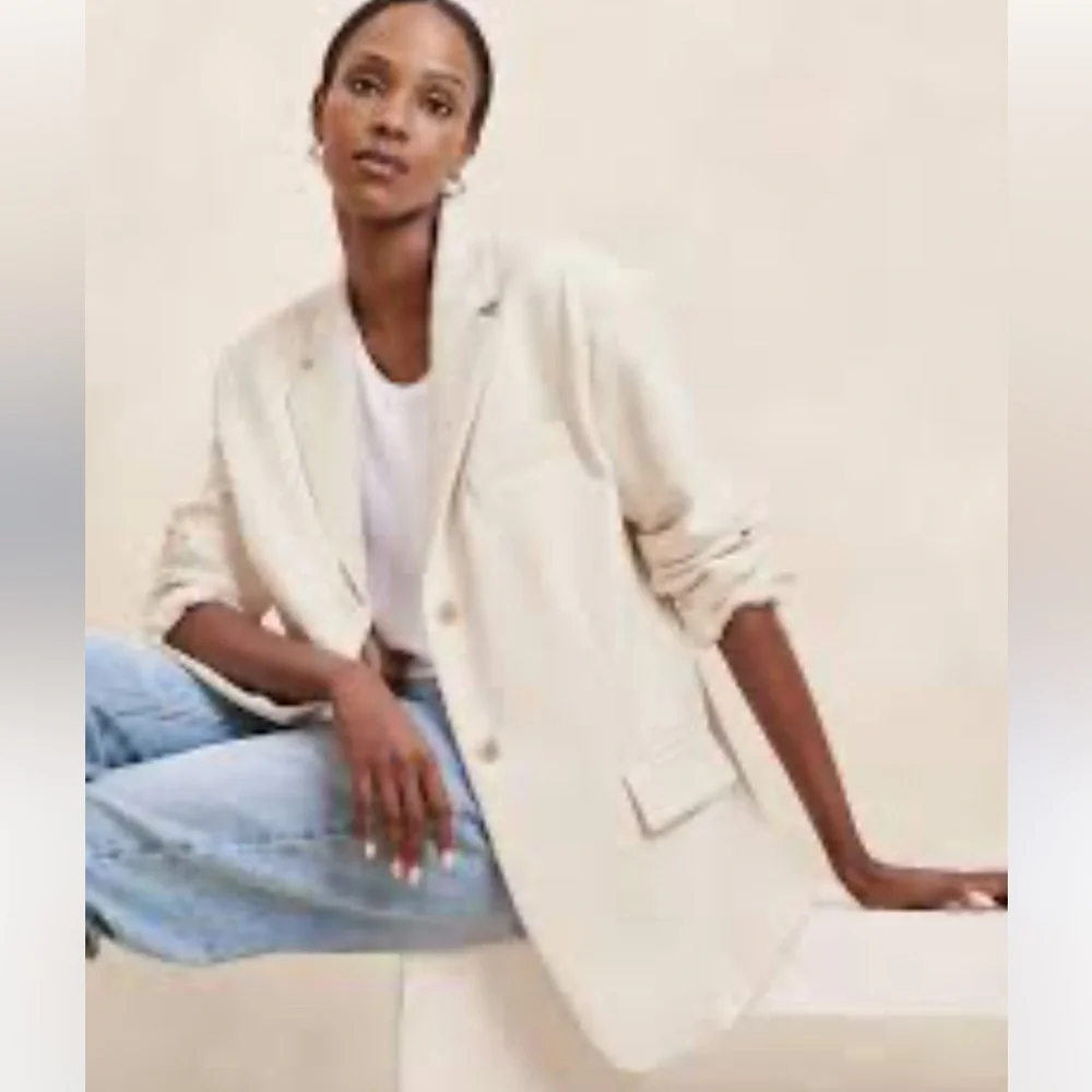 Banana Republic New light Beige Oversized Blazer Size X-LARGE - Picture 1 of 11